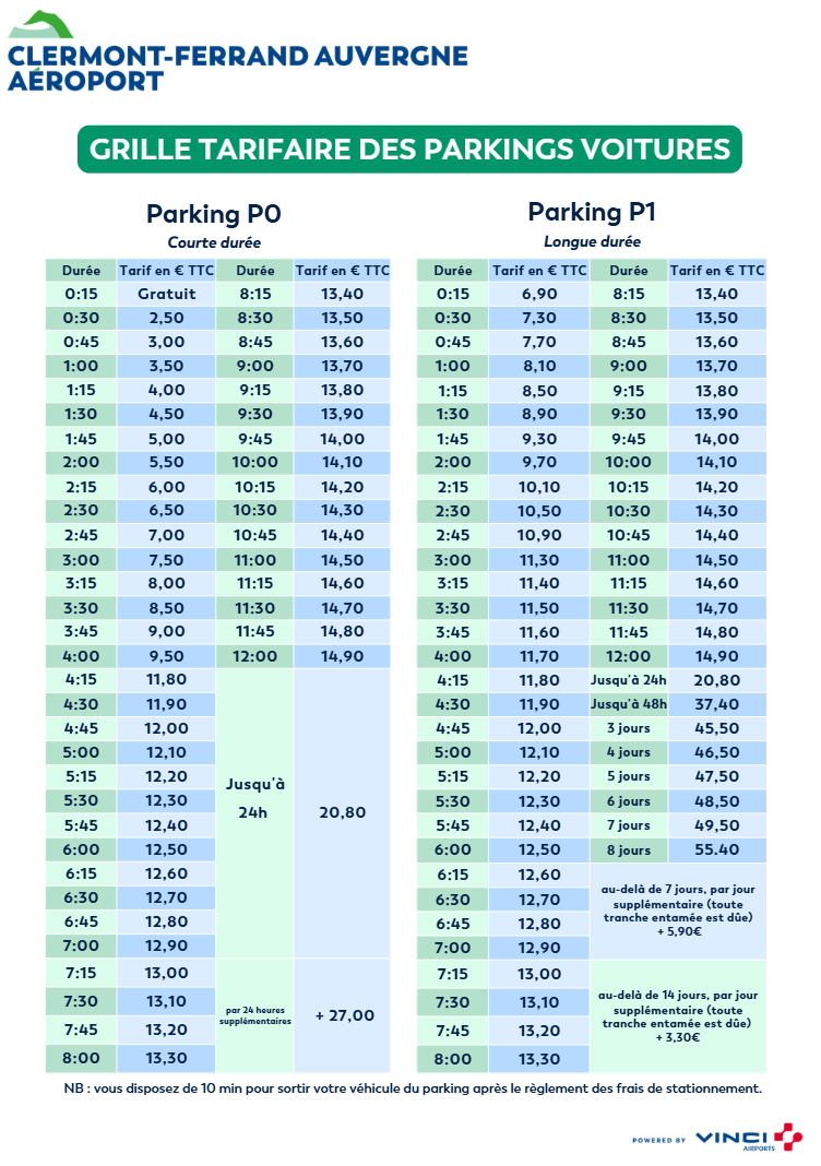 aeroport prix parking