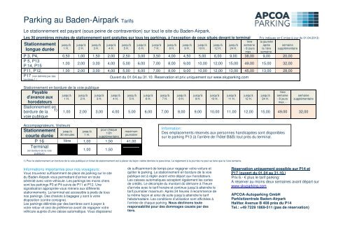 tarif stationnement aeroport