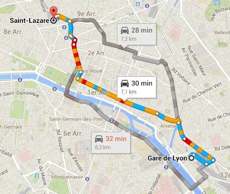 gare de lyon gare st lazare en taxi